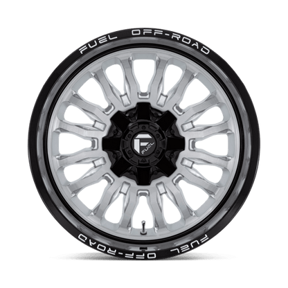 Fuel 1PC | D798 ARC | 20.0x10.00 | 6X135/6X139.7 | -18 | SILVER BRUSH FACE W/ BLK LIP