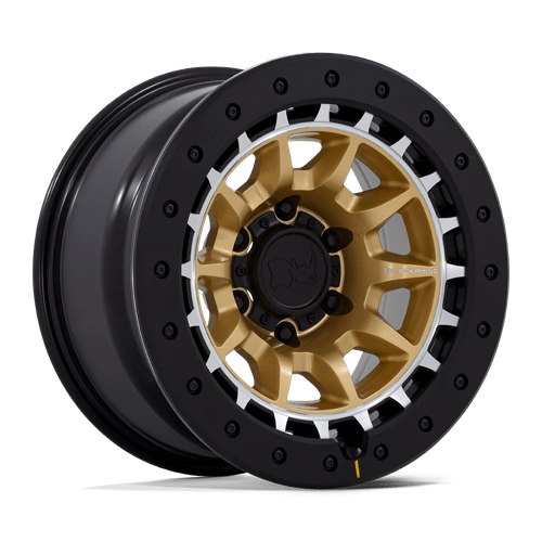 Black Rhino Hard Alloys | BR016 TUSK | 17.0x8.50 | 6X139.7 | -10 | MATTE GOLD W/ MACHINED RING