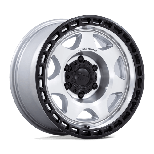 Black Rhino Hard Alloys | BR018 VOYAGER | 17.0x8.50 | 6X135 | -10 | SILVER MACHINED W/ M-BLACK LIP