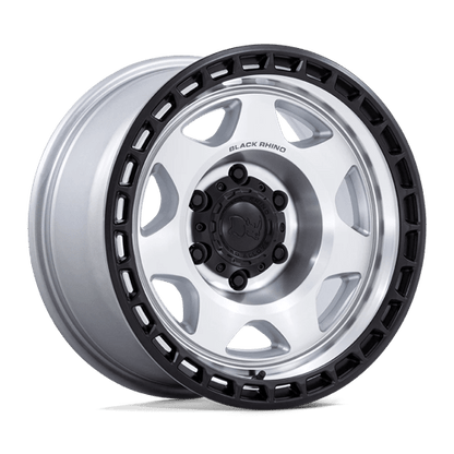 Black Rhino Hard Alloys | BR018 VOYAGER | 17.0x8.50 | 6X135 | -10 | SILVER MACHINED W/ M-BLACK LIP