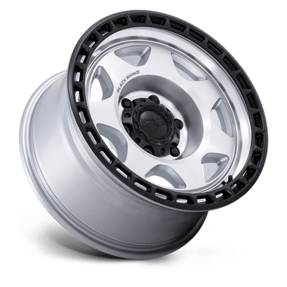 Black Rhino Hard Alloys | BR018 VOYAGER | 17.0x8.50 | 6X114.3 | -10 | SILVER MACHINED W/ M-BLACK LIP