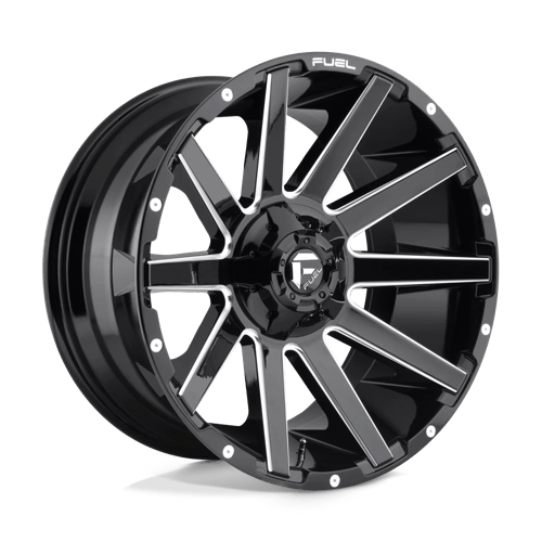 Fuel 1PC | D615 CONTRA | 24.0x12.00 | 5X139.7/5X150 | -44 | GLOSS BLACK MILLED