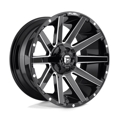 Fuel 1PC | D615 CONTRA | 24.0x12.00 | 5X127/5X139.7 | -44 | GLOSS BLACK MILLED