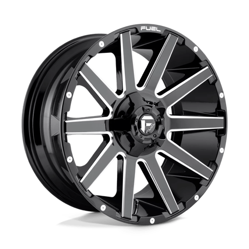 Fuel 1PC | D615 CONTRA | 20.0x9.00 | 6X135/6X139.7 | 20 | GLOSS BLACK MILLED