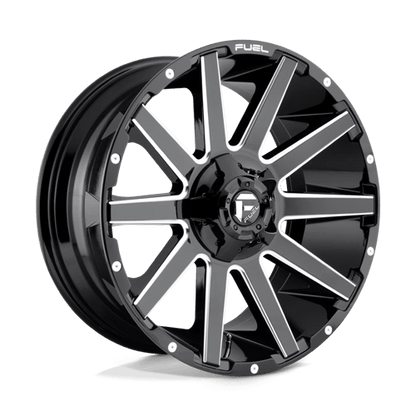 Fuel 1PC | D615 CONTRA | 20.0x9.00 | 6X135/6X139.7 | 20 | GLOSS BLACK MILLED
