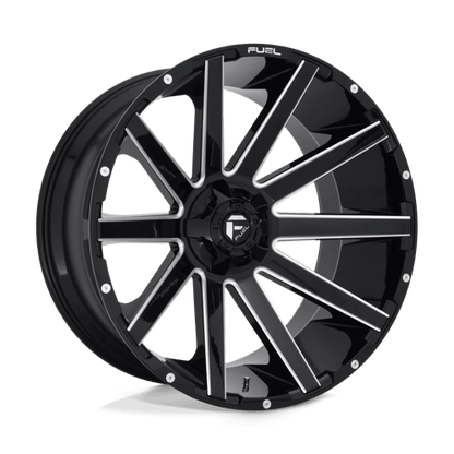 Fuel 1PC | D615 CONTRA | 24.0x12.00 | 6X135/6X139.7 | -44 | GLOSS BLACK MILLED