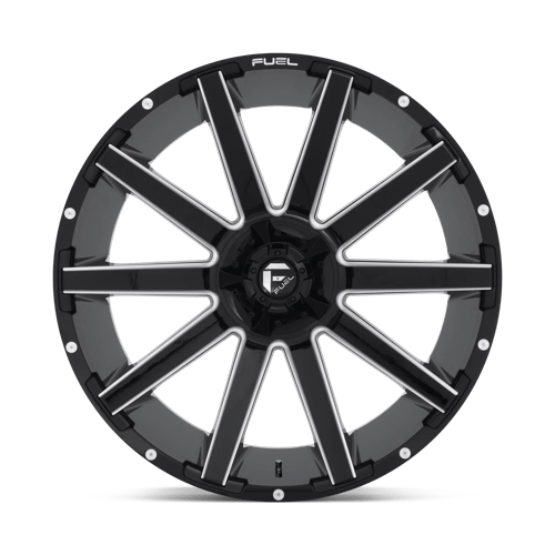 Fuel 1PC | D615 CONTRA | 24.0x12.00 | 6X135/6X139.7 | -44 | GLOSS BLACK MILLED