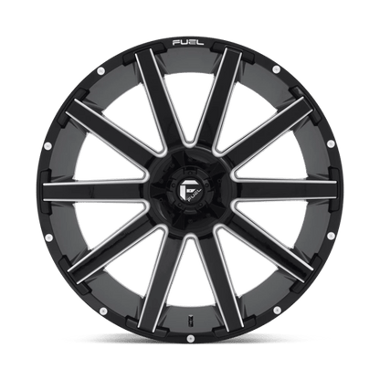 Fuel 1PC | D615 CONTRA | 24.0x12.00 | 6X135/6X139.7 | -44 | GLOSS BLACK MILLED