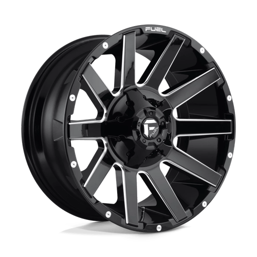 Fuel 1PC | D615 CONTRA | 20.0x9.00 | 8X165.1 | 1 | GLOSS BLACK MILLED