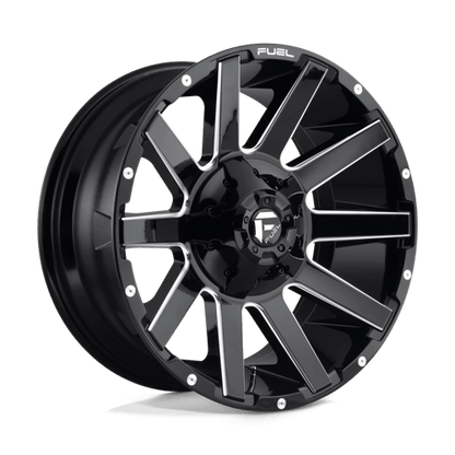 Fuel 1PC | D615 CONTRA | 20.0x9.00 | 8X165.1 | 1 | GLOSS BLACK MILLED