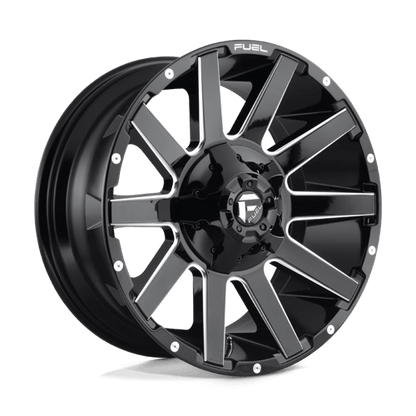 Fuel 1PC | D615 CONTRA | 20.0x9.00 | 8X165.1 | 20 | GLOSS BLACK MILLED