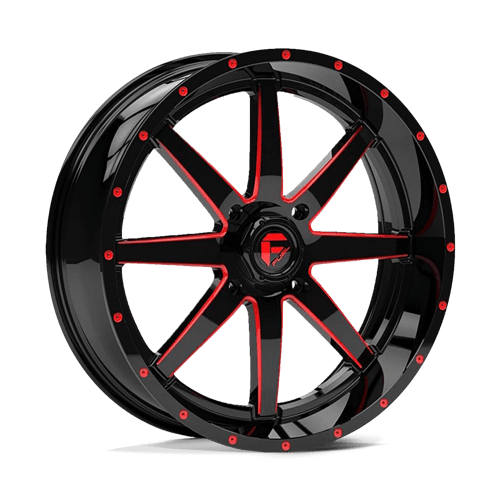 Fuel UTV | D650 MAVERICK UTV | 20.0x7.00 | 4X156 | 13 | GLOSS BLACK MILLED W/ RED TINT