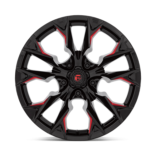 Fuel 1PC | D823 FLAME | 20.0x10.00 | 5X127 | -18 | GLOSS BLACK MILL W/ CANDY RED