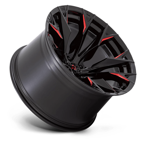 Fuel 1PC | D823 FLAME | 20.0x12.00 | 5X127 | -44 | GLOSS BLACK MILL W/ CANDY RED