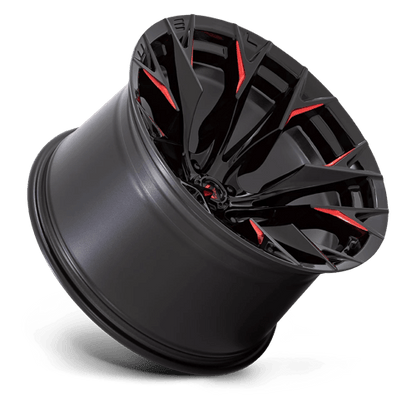 Fuel 1PC | D823 FLAME | 20.0x12.00 | 5X127 | -44 | GLOSS BLACK MILL W/ CANDY RED