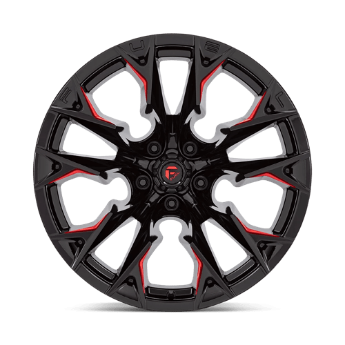 Fuel 1PC | D823 FLAME | 20.0x12.00 | 5X127 | -44 | GLOSS BLACK MILL W/ CANDY RED