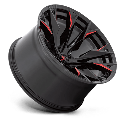 Fuel 1PC | D823 FLAME | 22.0x12.00 | 5X127 | -44 | GLOSS BLACK MILL W/ CANDY RED
