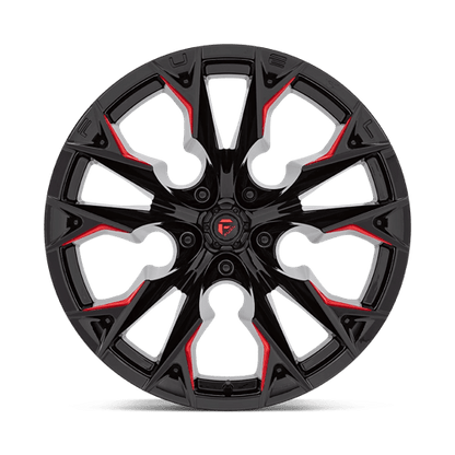 Fuel 1PC | D823 FLAME | 22.0x12.00 | 5X127 | -44 | GLOSS BLACK MILL W/ CANDY RED