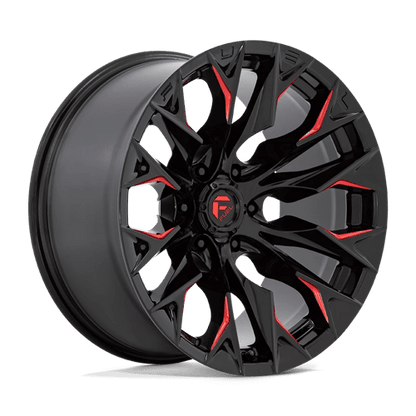 Fuel 1PC | D823 FLAME | 20.0x10.00 | 6X139.7 | -18 | GLOSS BLACK MILL W/ CANDY RED
