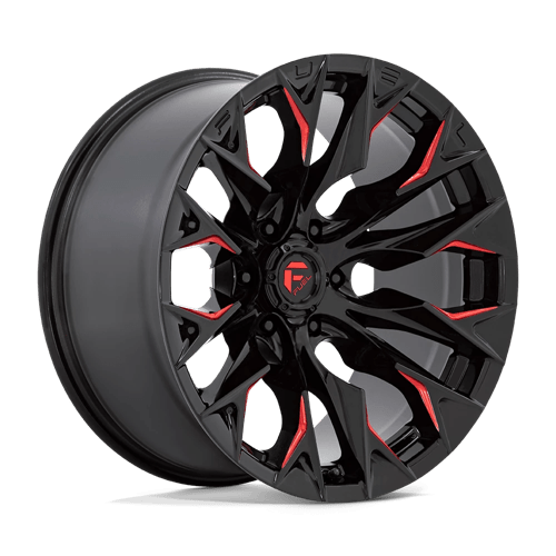 Fuel 1PC | D823 FLAME | 20.0x10.00 | 8X165.1 | -18 | GLOSS BLACK MILL W/ CANDY RED