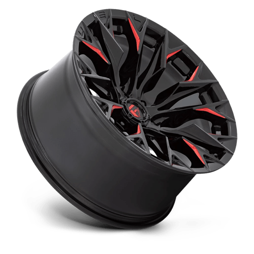 Fuel 1PC | D823 FLAME | 20.0x10.00 | 8X170 | -18 | GLOSS BLACK MILL W/ CANDY RED