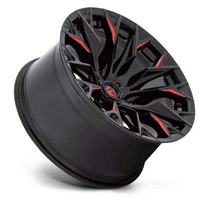 Fuel 1PC | D823 FLAME | 20.0x10.00 | 8X170 | -18 | GLOSS BLACK MILL W/ CANDY RED