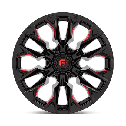 Fuel 1PC | D823 FLAME | 20.0x10.00 | 8X180 | -18 | GLOSS BLACK MILL W/ CANDY RED