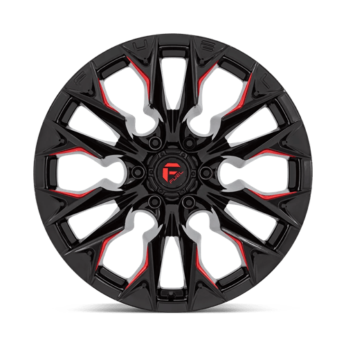 Fuel 1PC | D823 FLAME | 20.0x10.00 | 8X165.1 | -18 | GLOSS BLACK MILL W/ CANDY RED