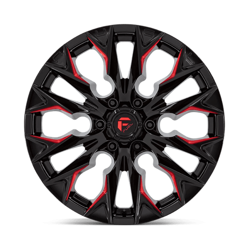 Fuel 1PC | D823 FLAME | 20.0x9.00 | 6X139.7 | 20 | GLOSS BLACK MILL W/ CANDY RED