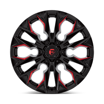 Fuel 1PC | D823 FLAME | 20.0x9.00 | 6X139.7 | 20 | GLOSS BLACK MILL W/ CANDY RED