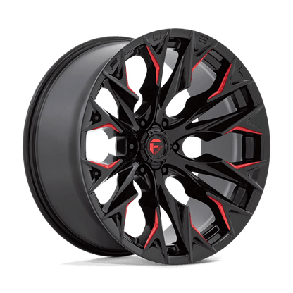 Fuel 1PC | D823 FLAME | 22.0x10.00 | 6X139.7 | -18 | GLOSS BLACK MILL W/ CANDY RED