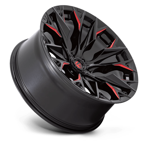 Fuel 1PC | D823 FLAME | 22.0x10.00 | 6X139.7 | -18 | GLOSS BLACK MILL W/ CANDY RED