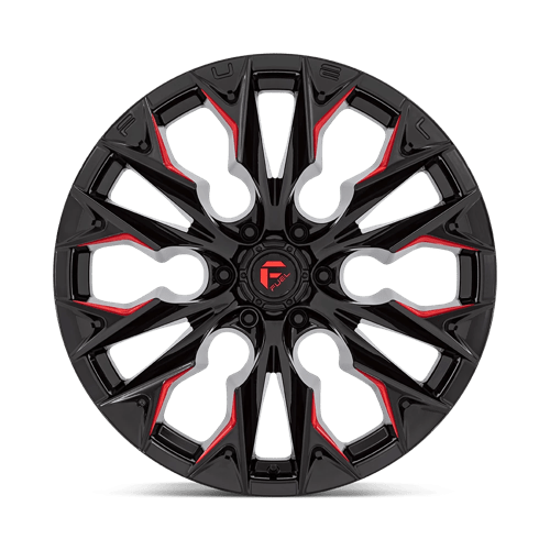 Fuel 1PC | D823 FLAME | 22.0x10.00 | 6X135 | -18 | GLOSS BLACK MILL W/ CANDY RED