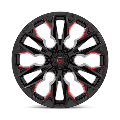 Fuel 1PC | D823 FLAME | 22.0x10.00 | 6X139.7 | -18 | GLOSS BLACK MILL W/ CANDY RED