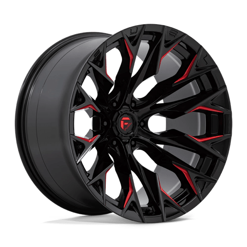 Fuel 1PC | D823 FLAME | 22.0x12.00 | 6X139.7 | -44 | GLOSS BLACK MILL W/ CANDY RED