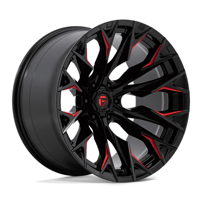 Fuel 1PC | D823 FLAME | 22.0x12.00 | 6X139.7 | -44 | GLOSS BLACK MILL W/ CANDY RED
