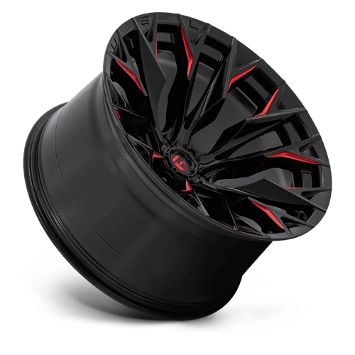 Fuel 1PC | D823 FLAME | 22.0x12.00 | 6X139.7 | -44 | GLOSS BLACK MILL W/ CANDY RED