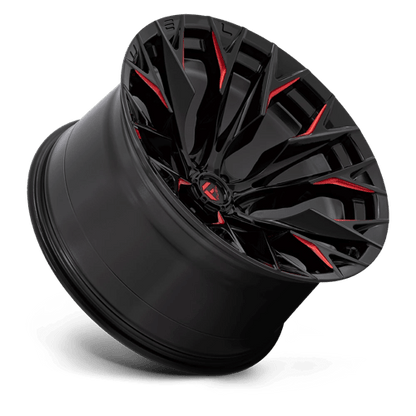 Fuel 1PC | D823 FLAME | 22.0x12.00 | 6X139.7 | -44 | GLOSS BLACK MILL W/ CANDY RED