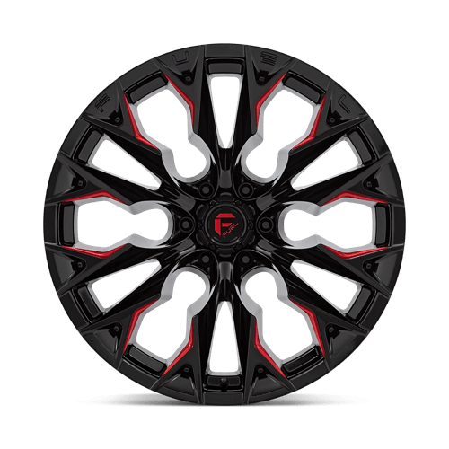 Fuel 1PC | D823 FLAME | 22.0x12.00 | 6X139.7 | -44 | GLOSS BLACK MILL W/ CANDY RED