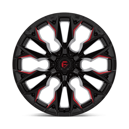 Fuel 1PC | D823 FLAME | 22.0x12.00 | 6X139.7 | -44 | GLOSS BLACK MILL W/ CANDY RED