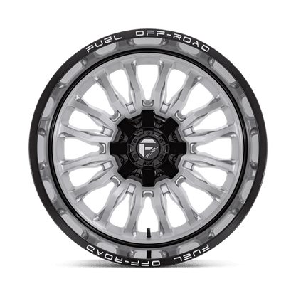 Fuel 1PC | D798 ARC | 22.0x12.00 | 8X170 | -44 | SILVER BRUSH FACE W/ BLK LIP