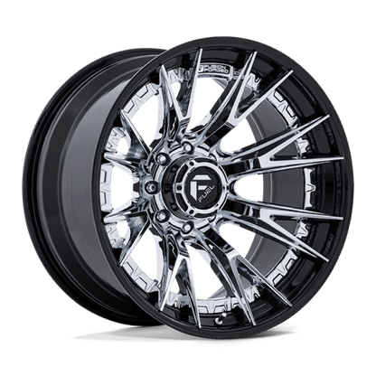 Fuel 1PC | FC402 CATALYST | 20.0x9.00 | 8X165.1 | 1 | CHROME W/ GLOSS BLACK LIP