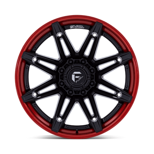 Fuel 1PC | FC401 BRAWL | 20.0x10.00 | 8X170 | -18 | MATTE BLACK W/ CANDY RED LIP