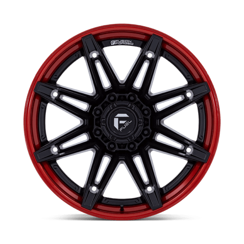 Fuel 1PC | FC401 BRAWL | 22.0x10.00 | 8X170 | -18 | MATTE BLACK W/ CANDY RED LIP