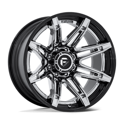 Fuel 1PC | FC401 BRAWL | 22.0x10.00 | 8X165.1 | -18 | CHROME W/ GLOSS BLACK LIP