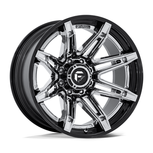 Fuel 1PC | FC401 BRAWL | 22.0x10.00 | 8X180 | -18 | CHROME W/ GLOSS BLACK LIP