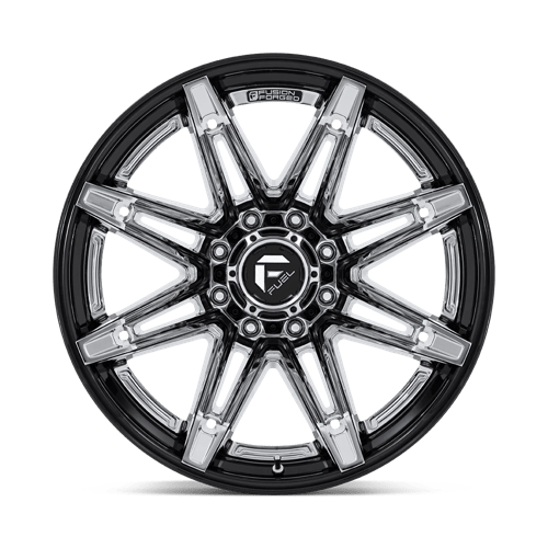 Fuel 1PC | FC401 BRAWL | 24.0x12.00 | 8X180 | -44 | CHROME W/ GLOSS BLACK LIP