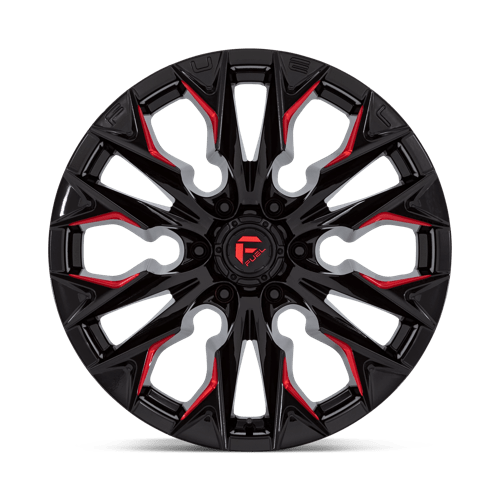 Fuel 1PC | D823 FLAME | 20.0x9.00 | 6X139.7 | 1 | GLOSS BLACK MILL W/ CANDY RED
