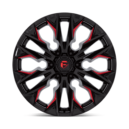 Fuel 1PC | D823 FLAME | 20.0x9.00 | 6X139.7 | 1 | GLOSS BLACK MILL W/ CANDY RED