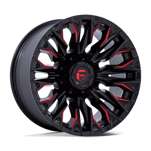 Fuel 1PC | D823 FLAME | 20.0x9.00 | 8X180 | 20 | GLOSS BLACK MILL W/ CANDY RED